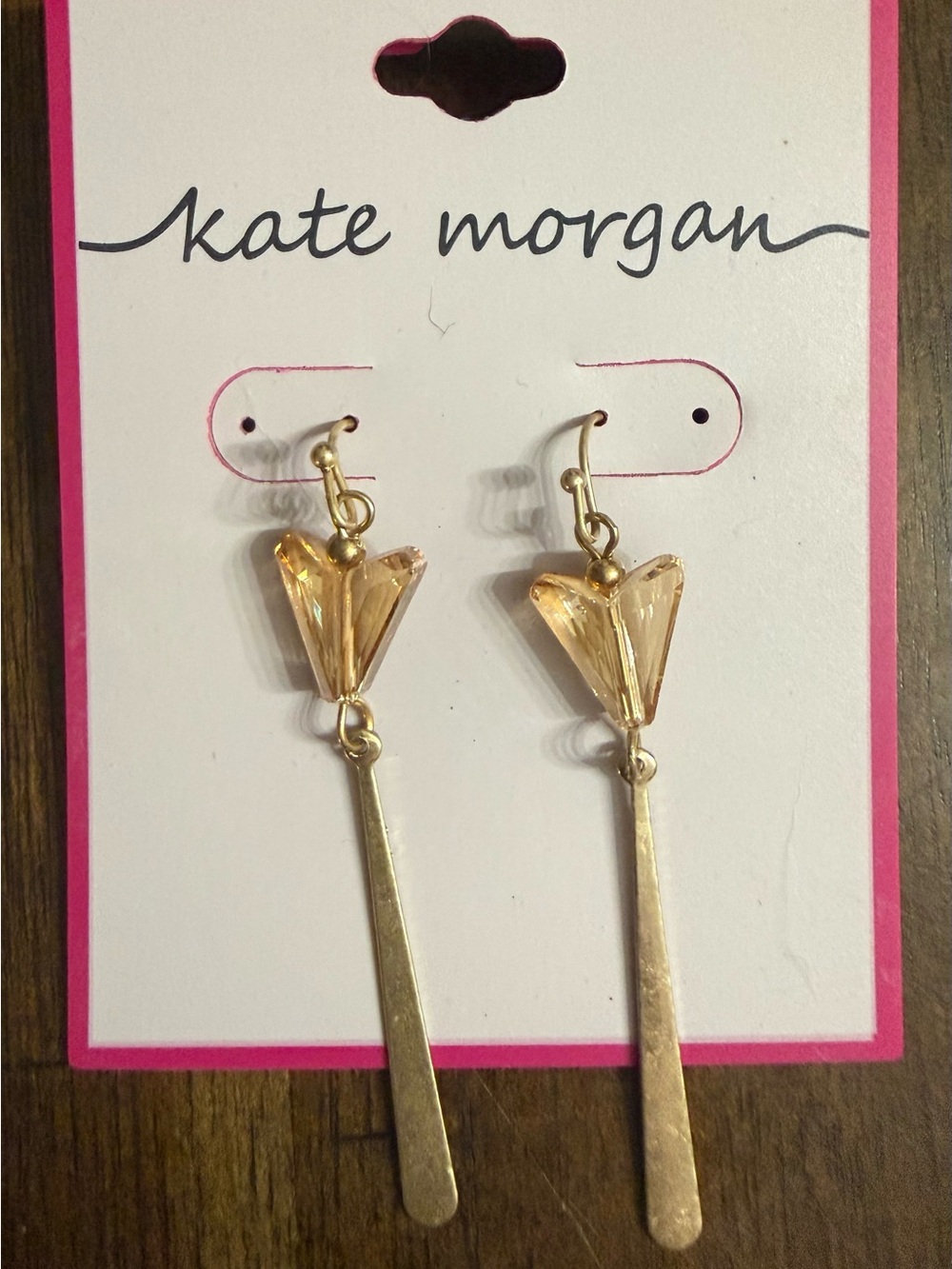 Kate Morgan Gold Drop Earrings with Champagne Crystal